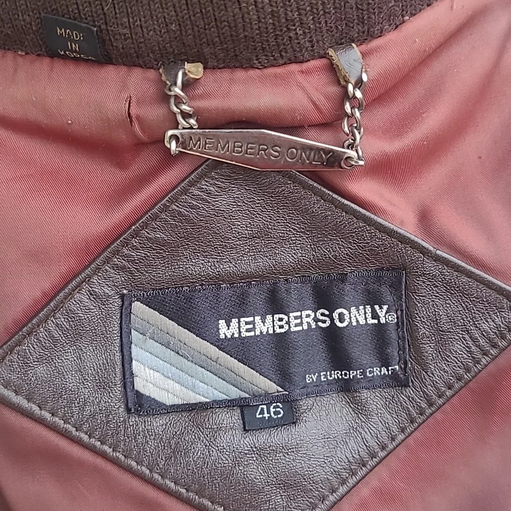 MEMBERS ONLY Dark Brown Leather Moto Racer Mens 46 XL Full Zip Jacket‎ VTG RARE - Picture 7 of 11